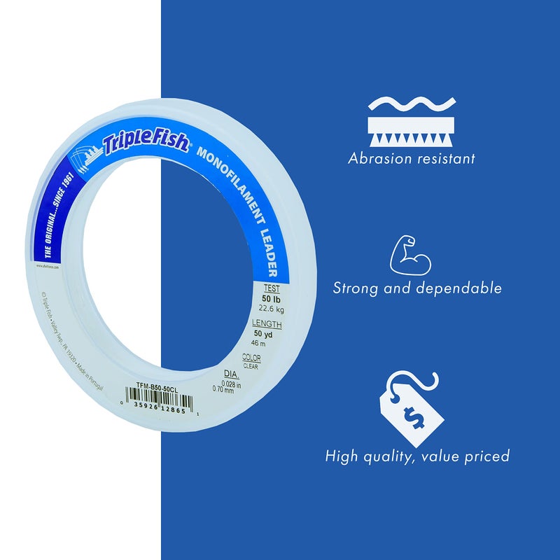 Triple Fish Monofilament Leader, 40 lb / 18.1 kg Test, .024 in / 0.60 mm Dia, Camo, 50 yd / 46 m - Image 4